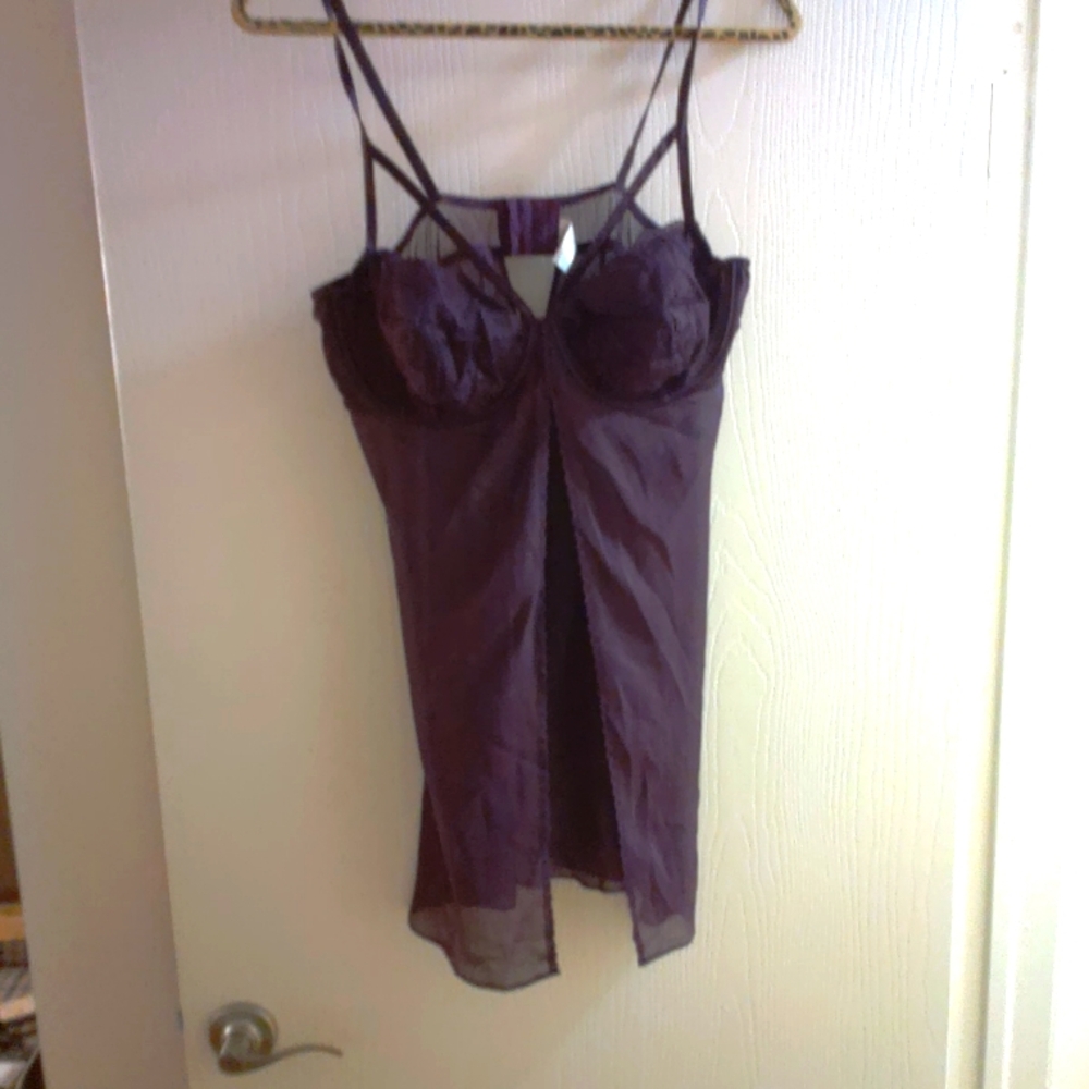Cacique purple baby doll with sexy slit front lacey cups with cute straps